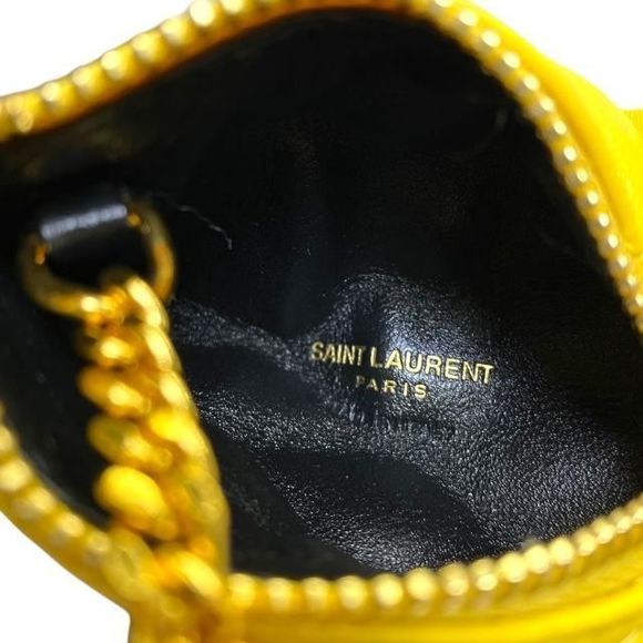 Saint Laurent Berline Coin Case Coin Purse Small Pouch Triangle Quilted Leather - Picture 4 of 7